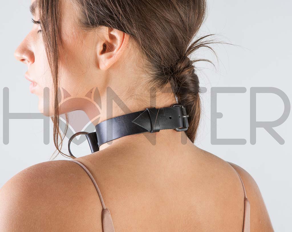 BDSM Kit Leather Choke Collar with Leash - Image 3