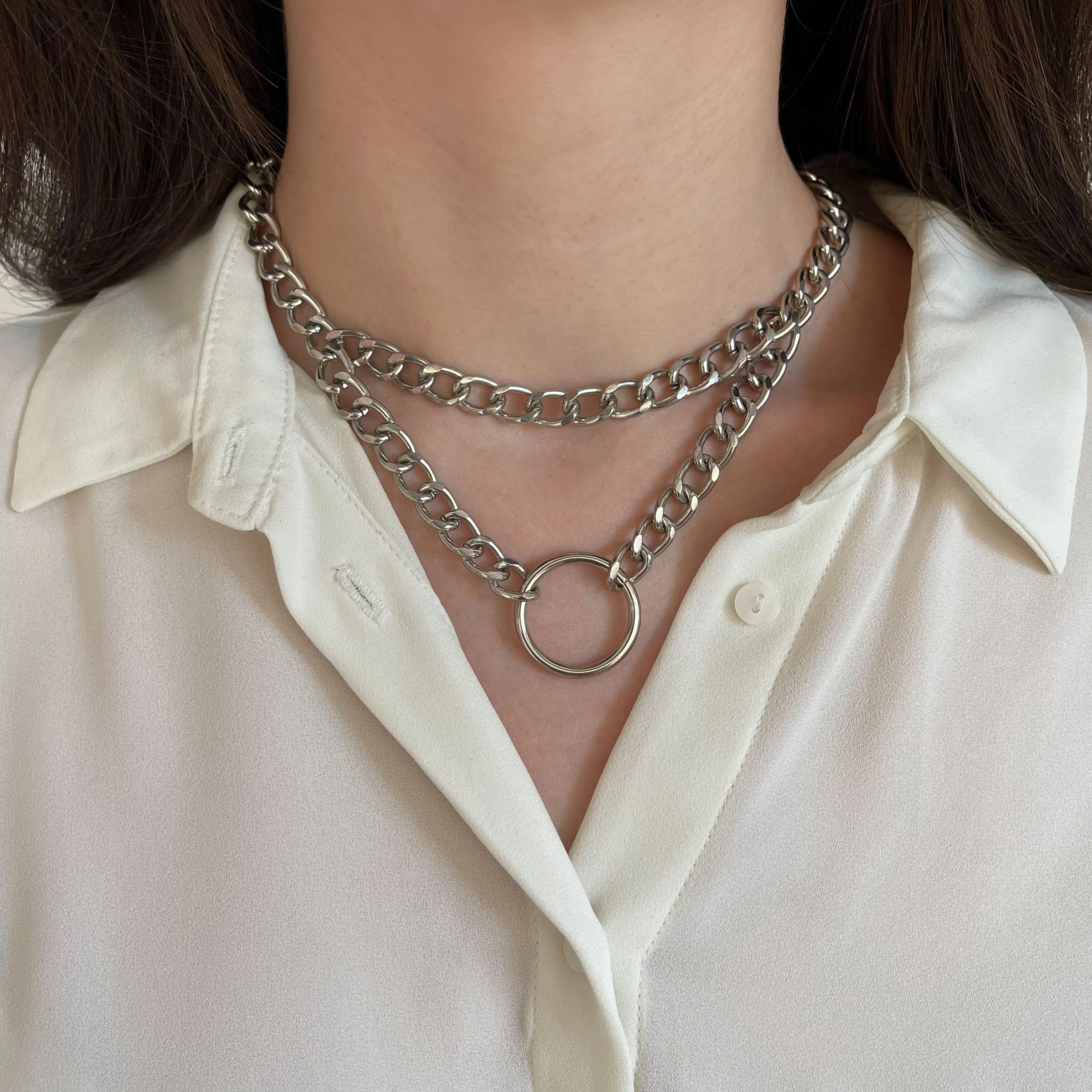 Double Chain Choker with Front Ring - Image 4