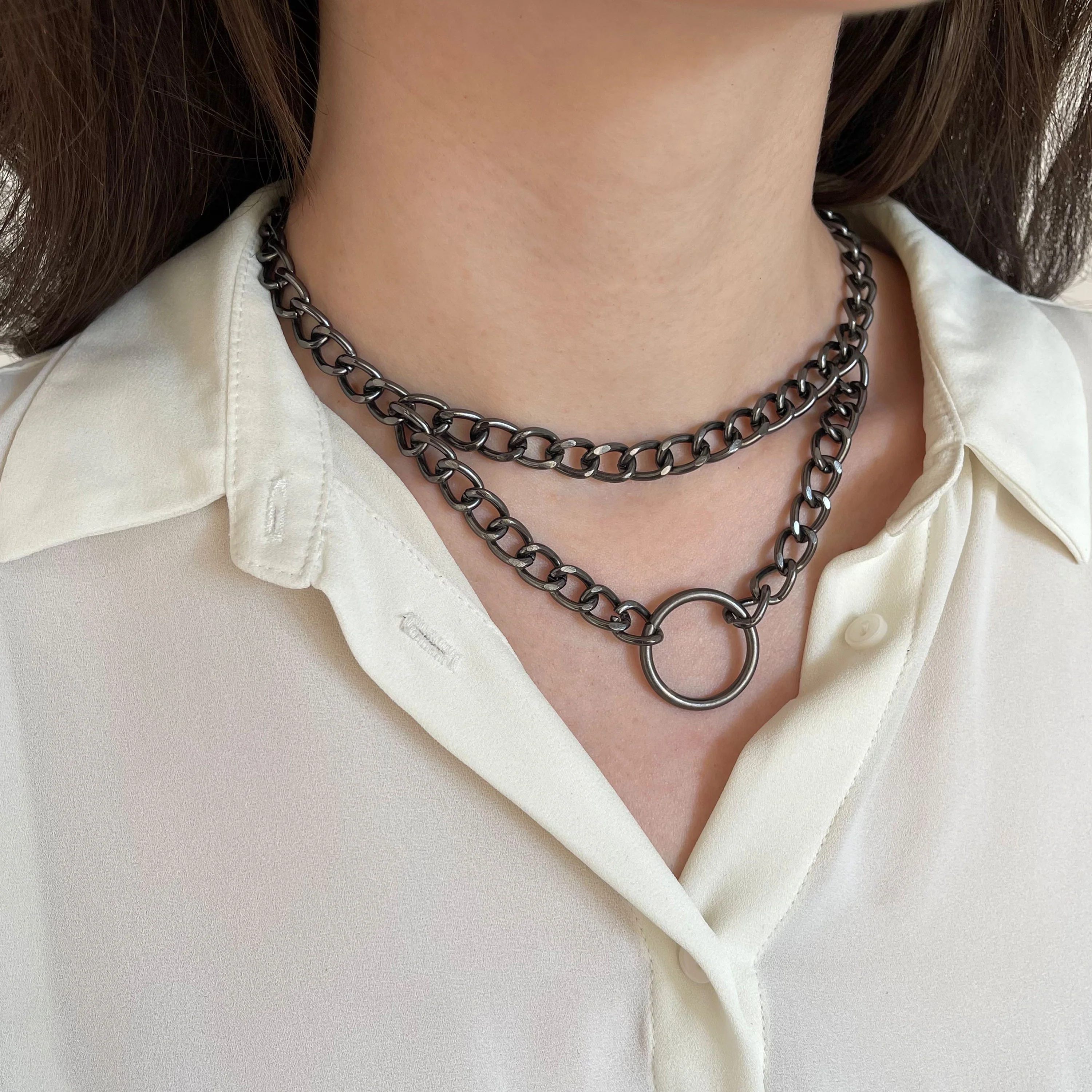 Double Chain Choker with Front Ring - Image 5