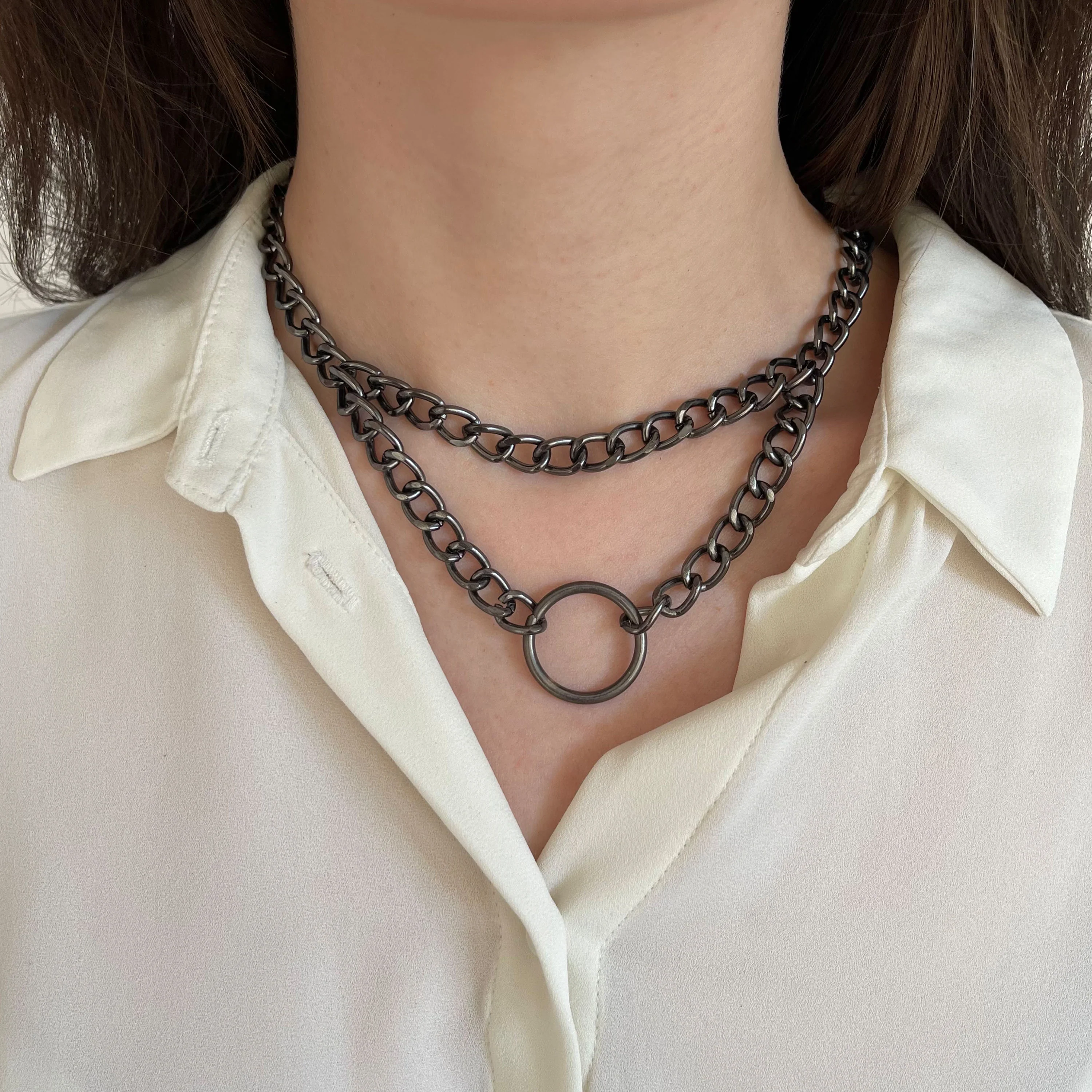 Double Chain Choker with Front Ring - Image 6