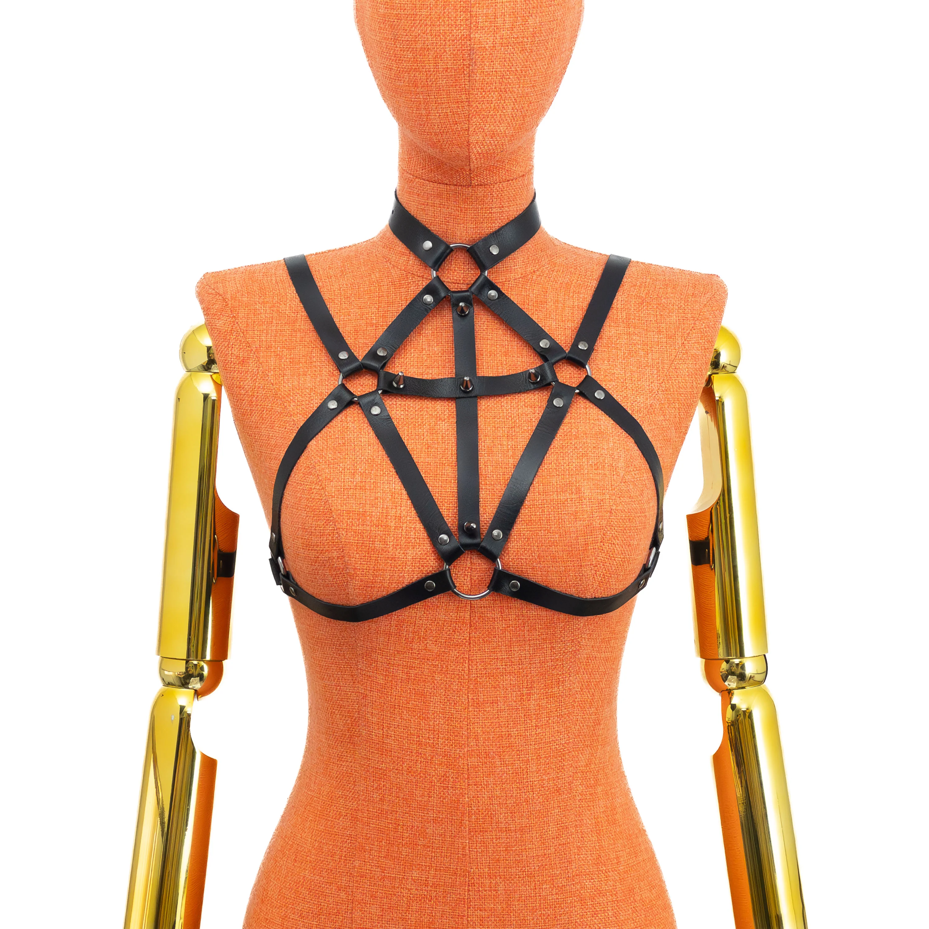 Gothic Cross Open Bust Harness Bra - Image 5