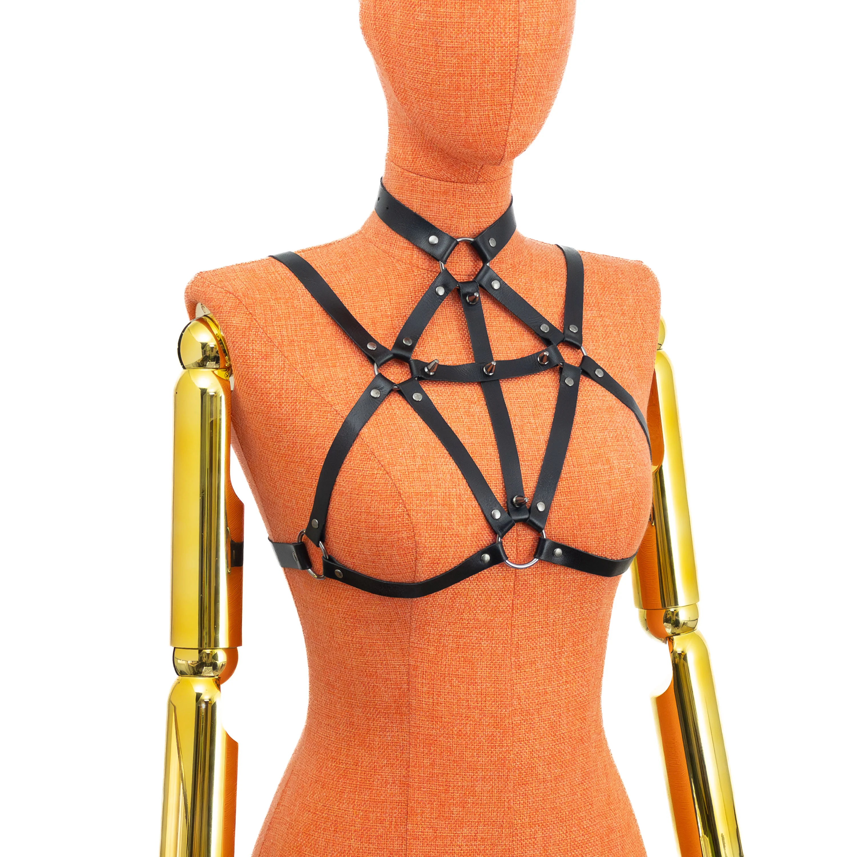 Gothic Cross Open Bust Harness Bra - Image 6