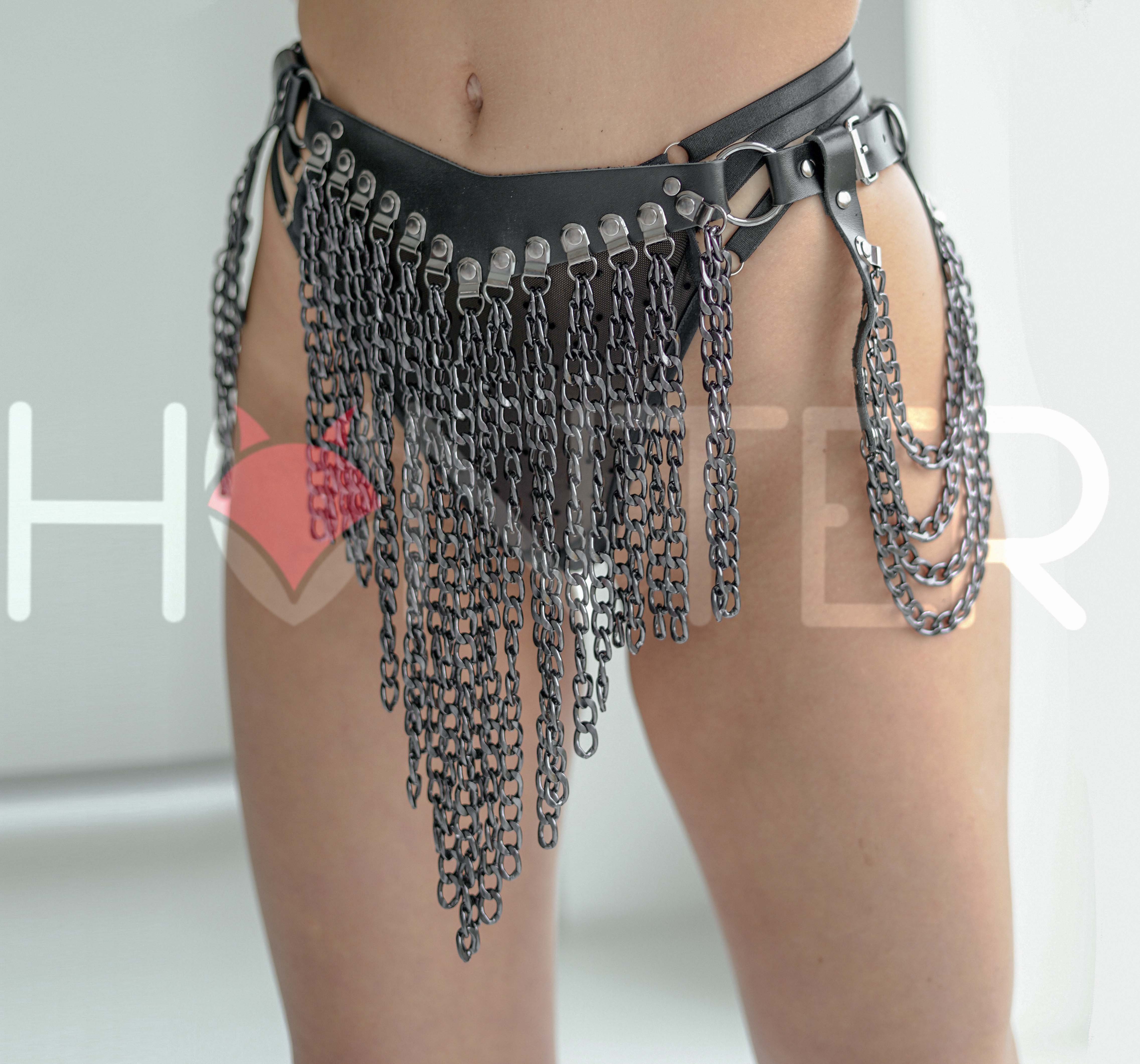 Leather Chain Waist Skirt Harness - Image 2