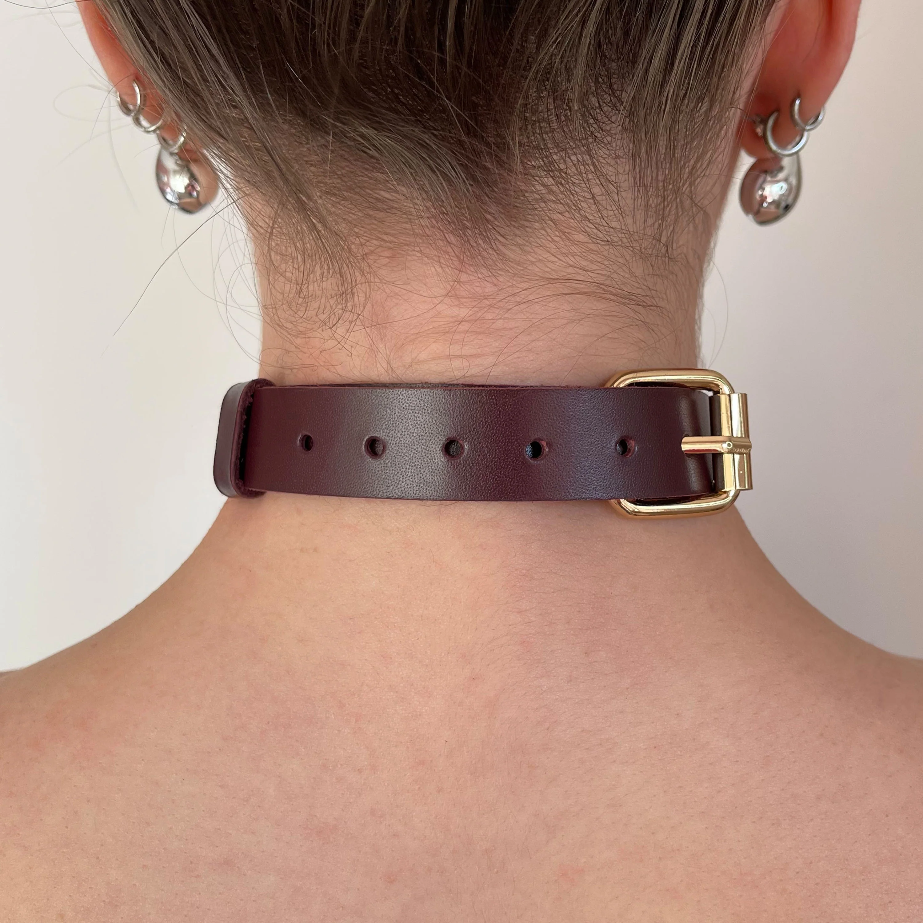Leather Choker with Double D-Rings and O-Ring - Image 9