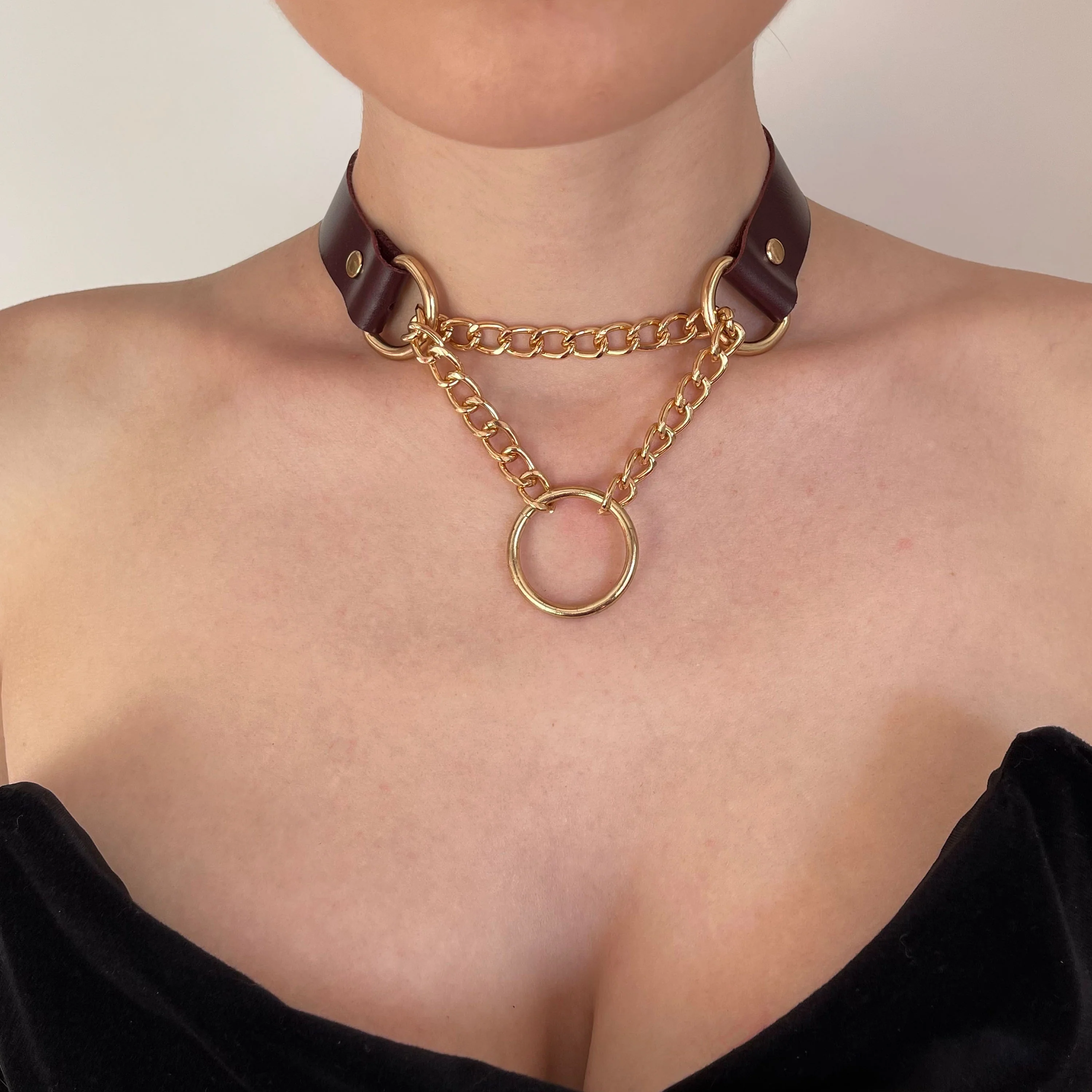 Leather Choker with Chain and O-Ring - Image 7