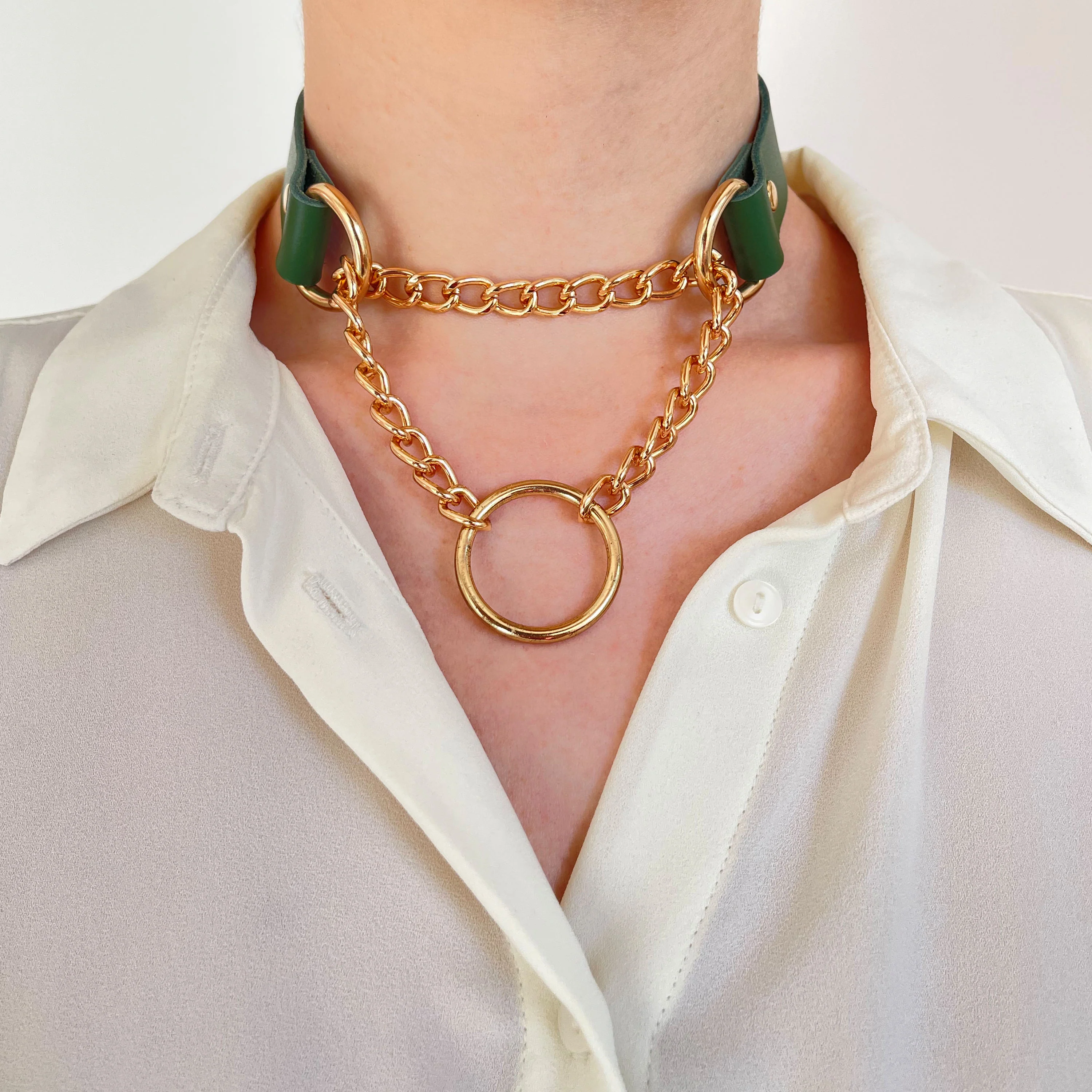 Leather Choker with Chain and O-Ring - Image 9