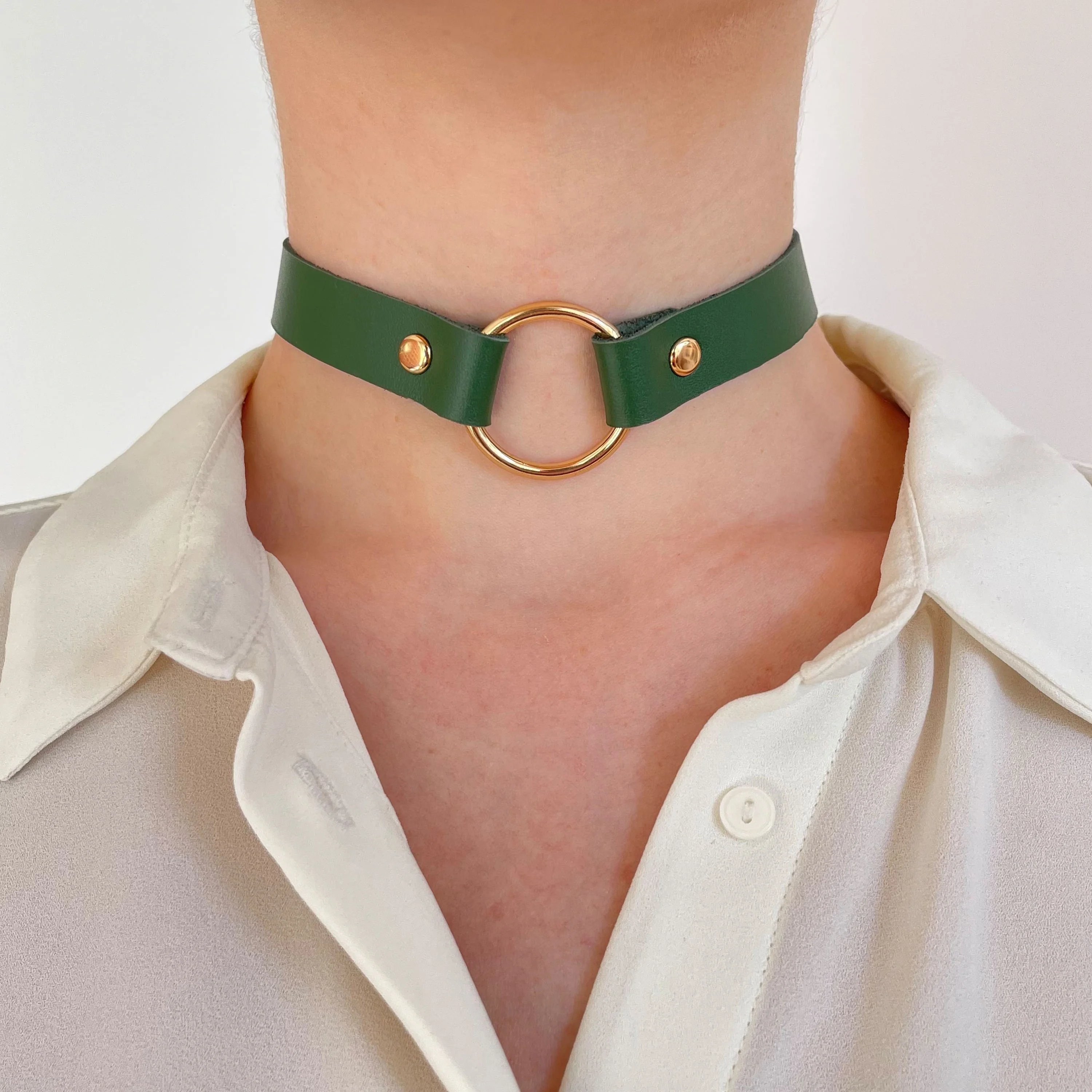 Leather Choker with O-Ring – Black - Image 11