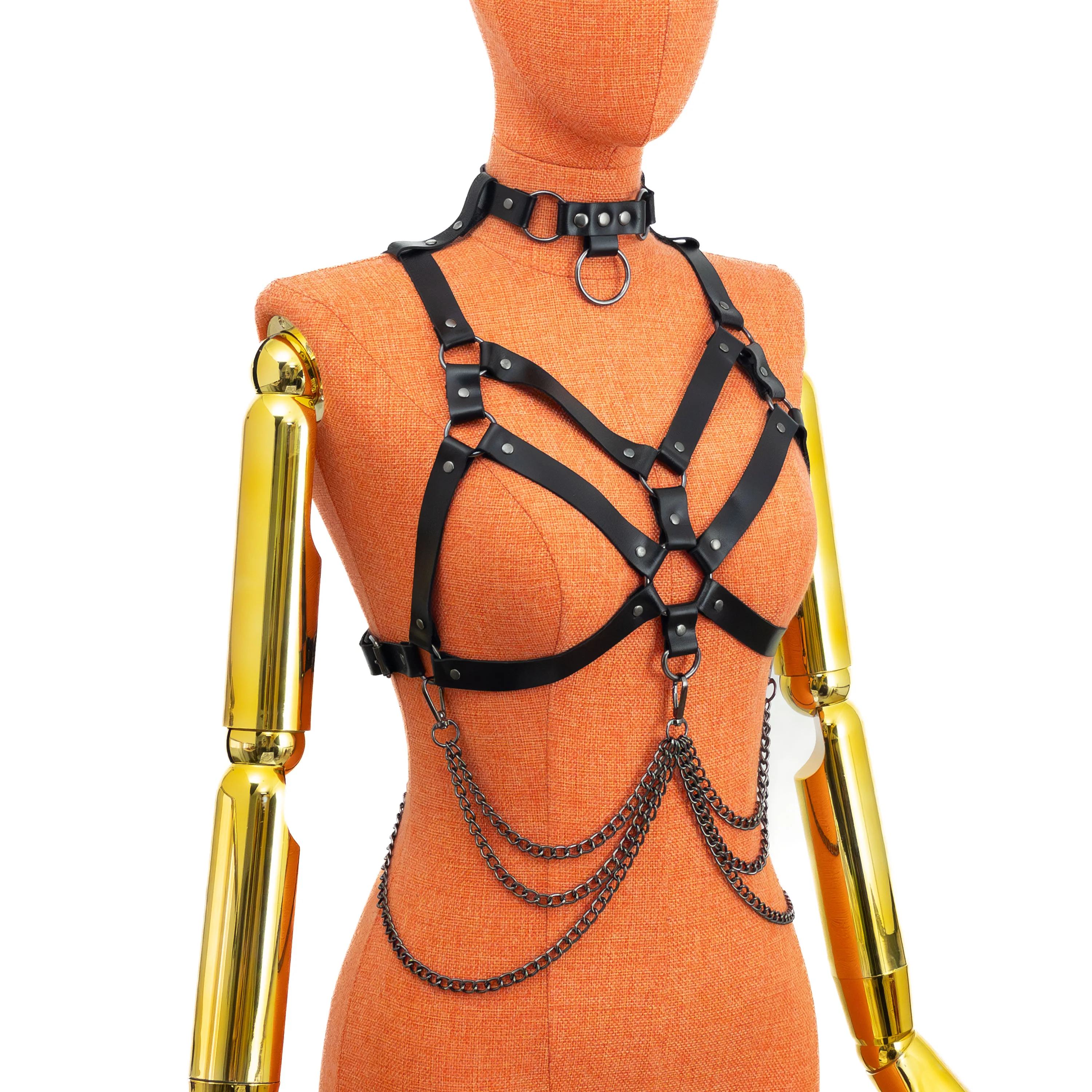 Leather Harness with Detachable Choker and Chains - Image 6