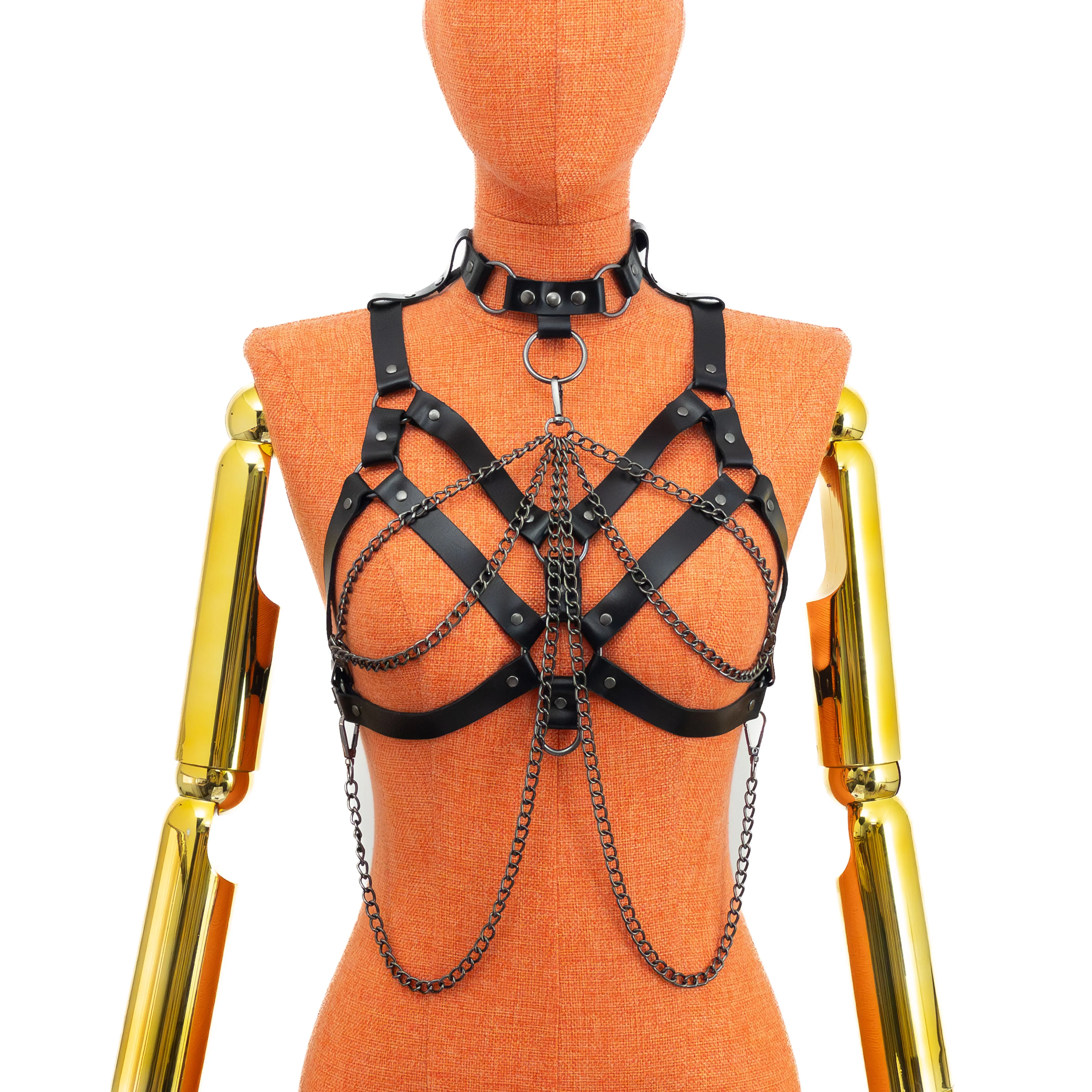 Leather Harness with Detachable Choker and Chains - Image 8