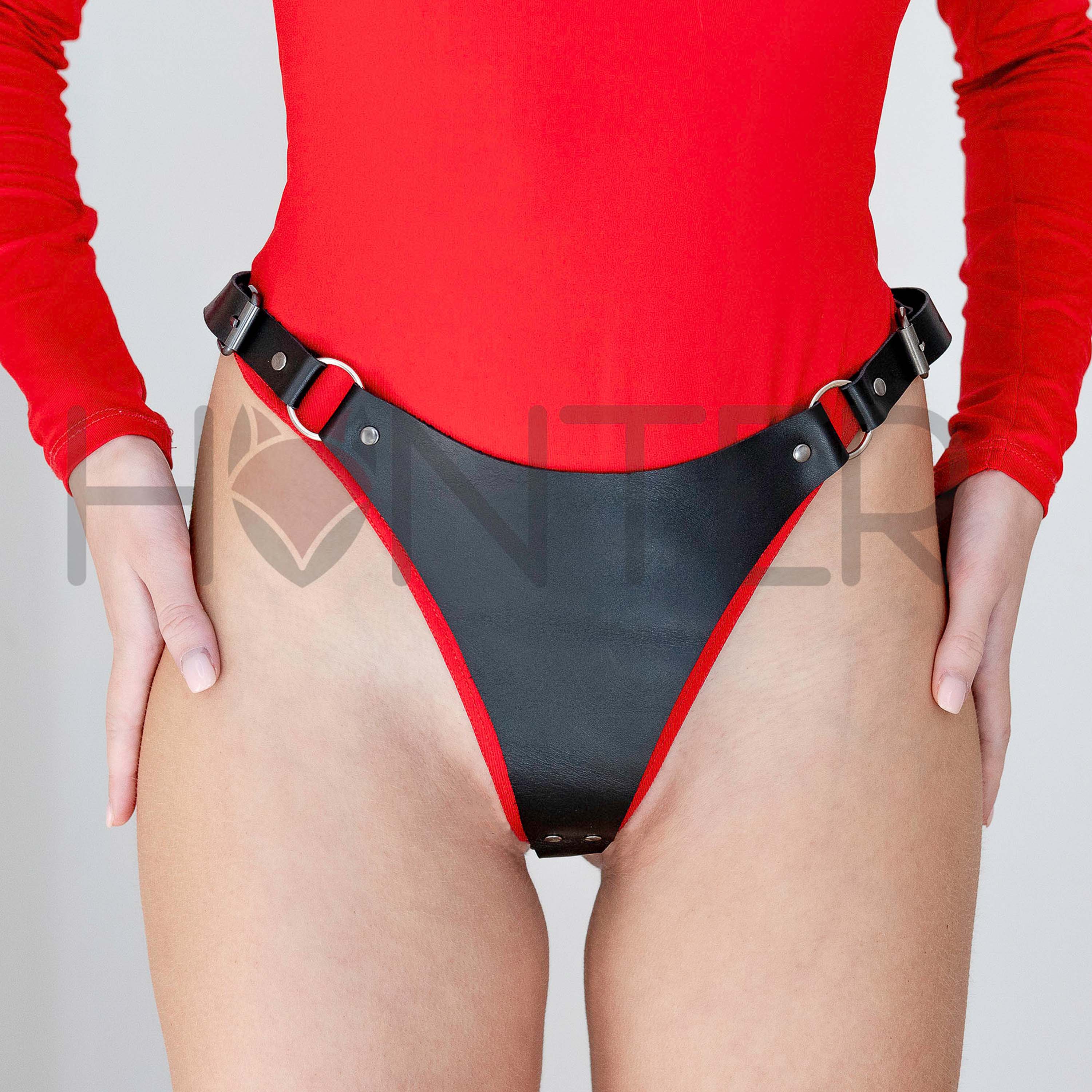 Leather Triangle Thong
