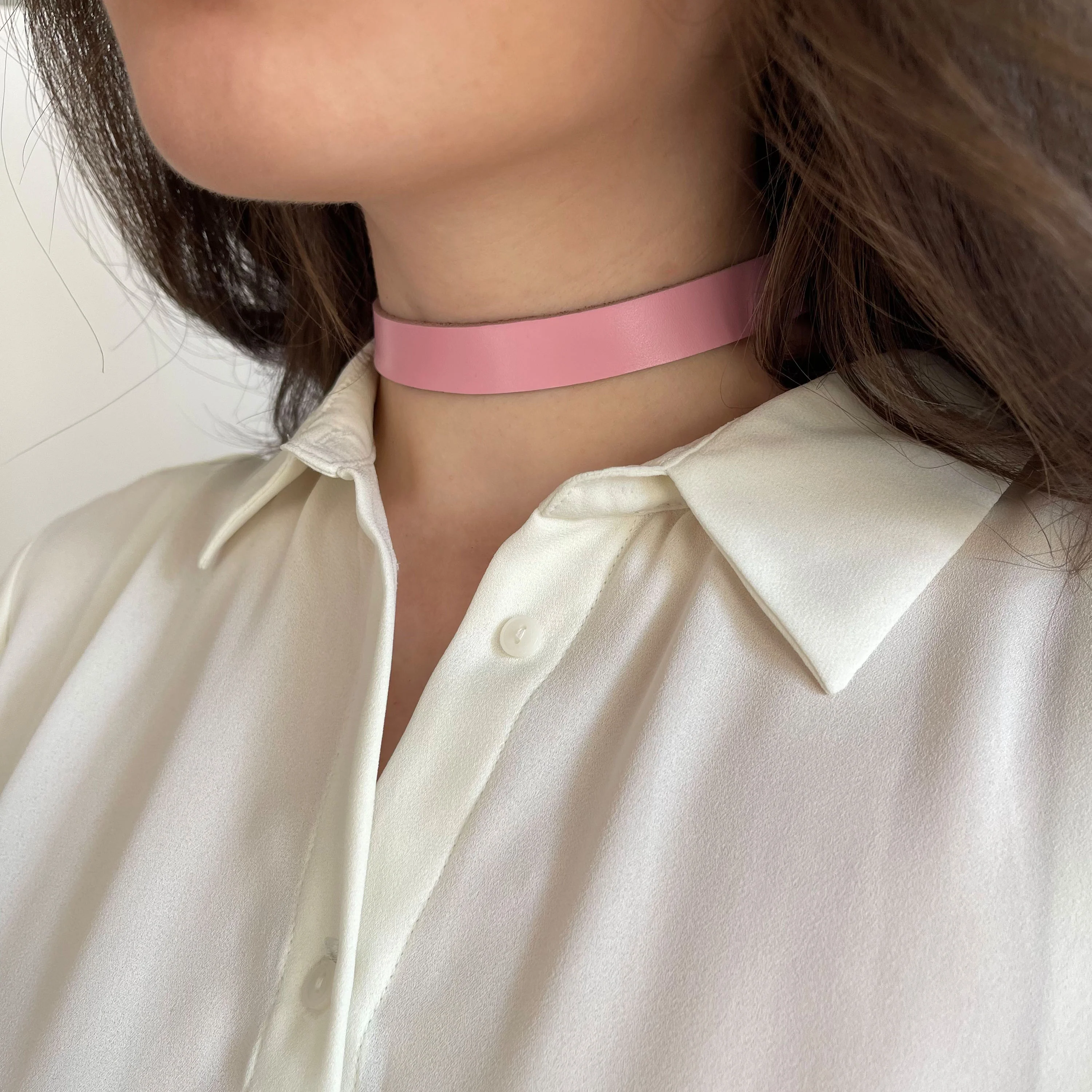 Minimalist Leather Choker with Buckle – Marsala - Image 5