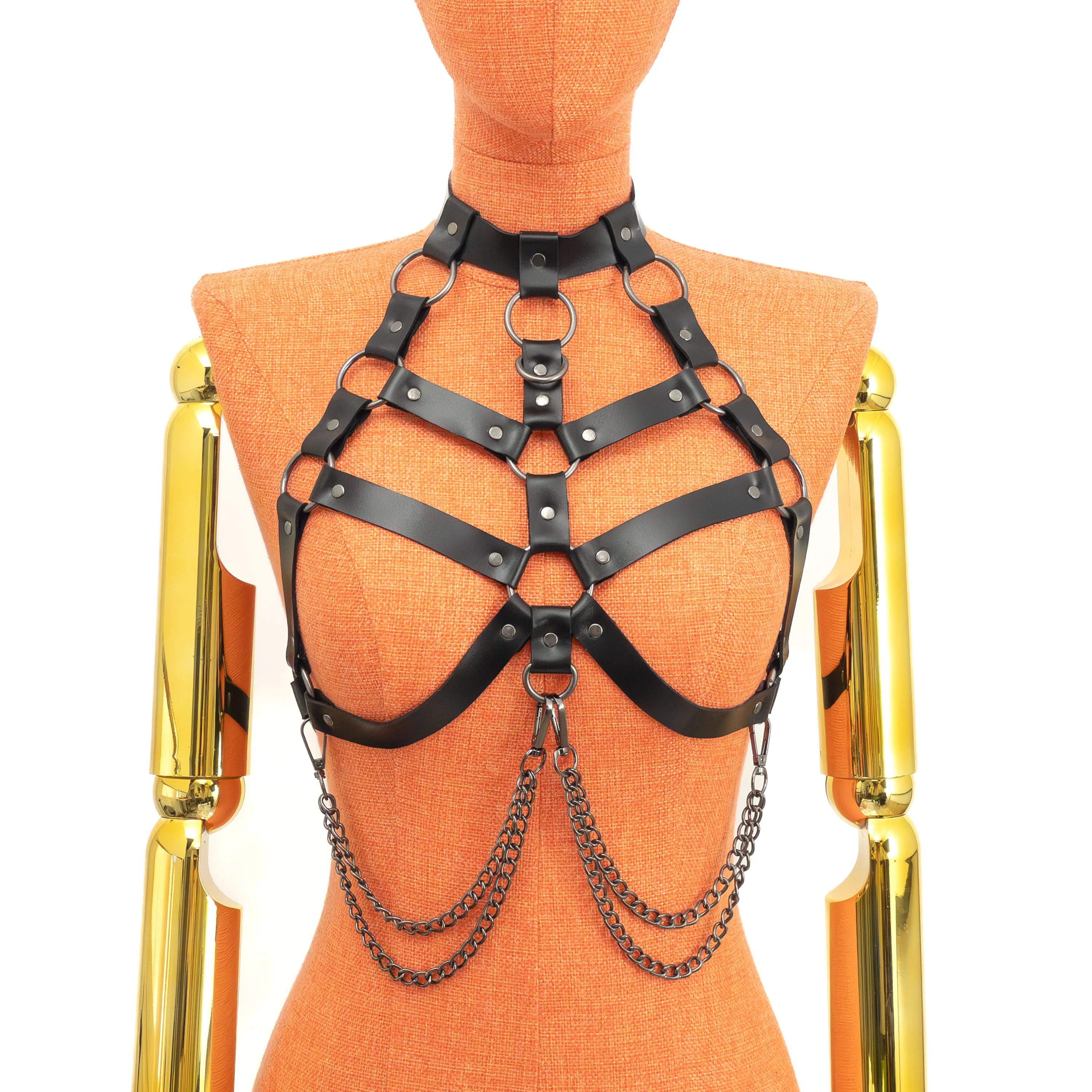 Open Bust Cage Harness with Removable Chains - Image 3