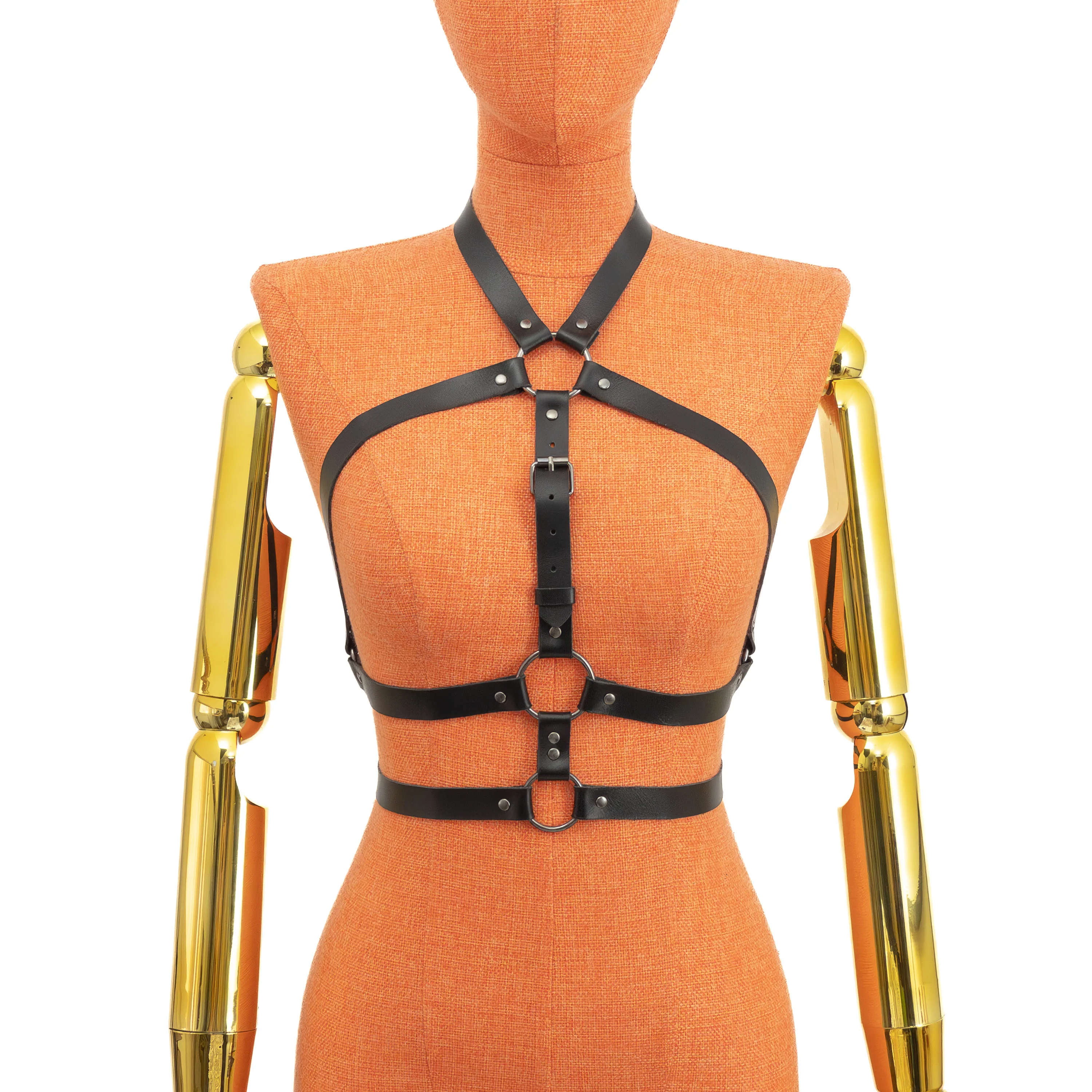 Open Front Leather Chest Harness - Image 4