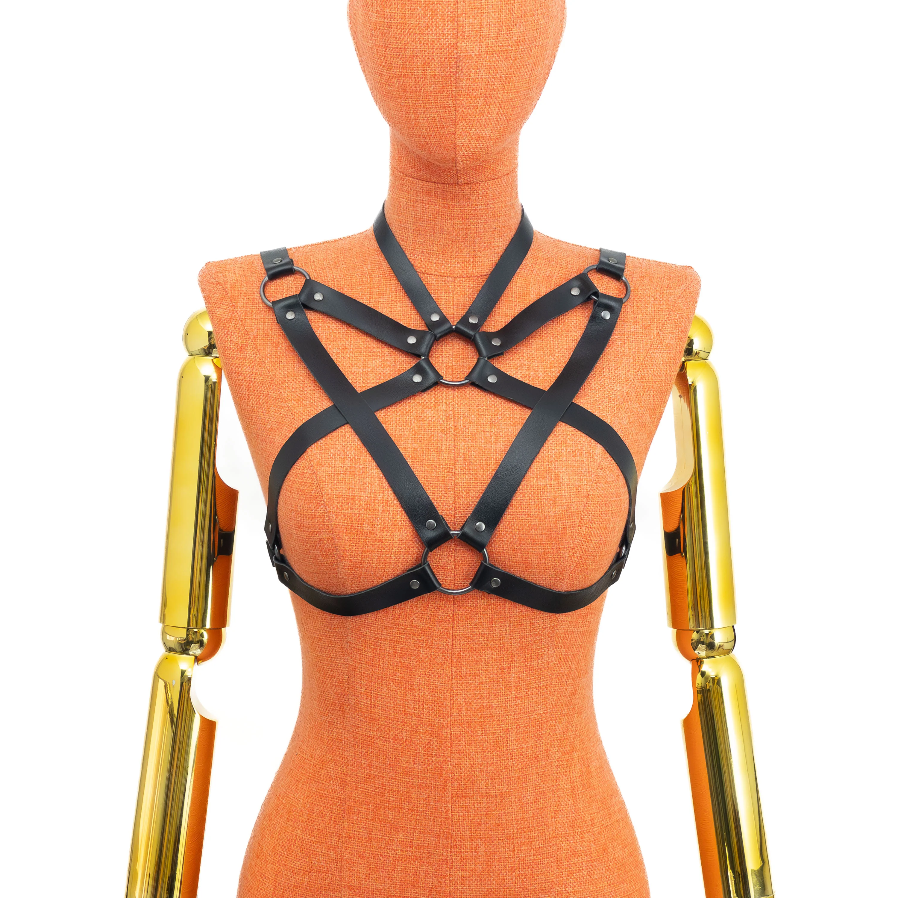 Pentagram Open Bust Harness with Choker - Image 5