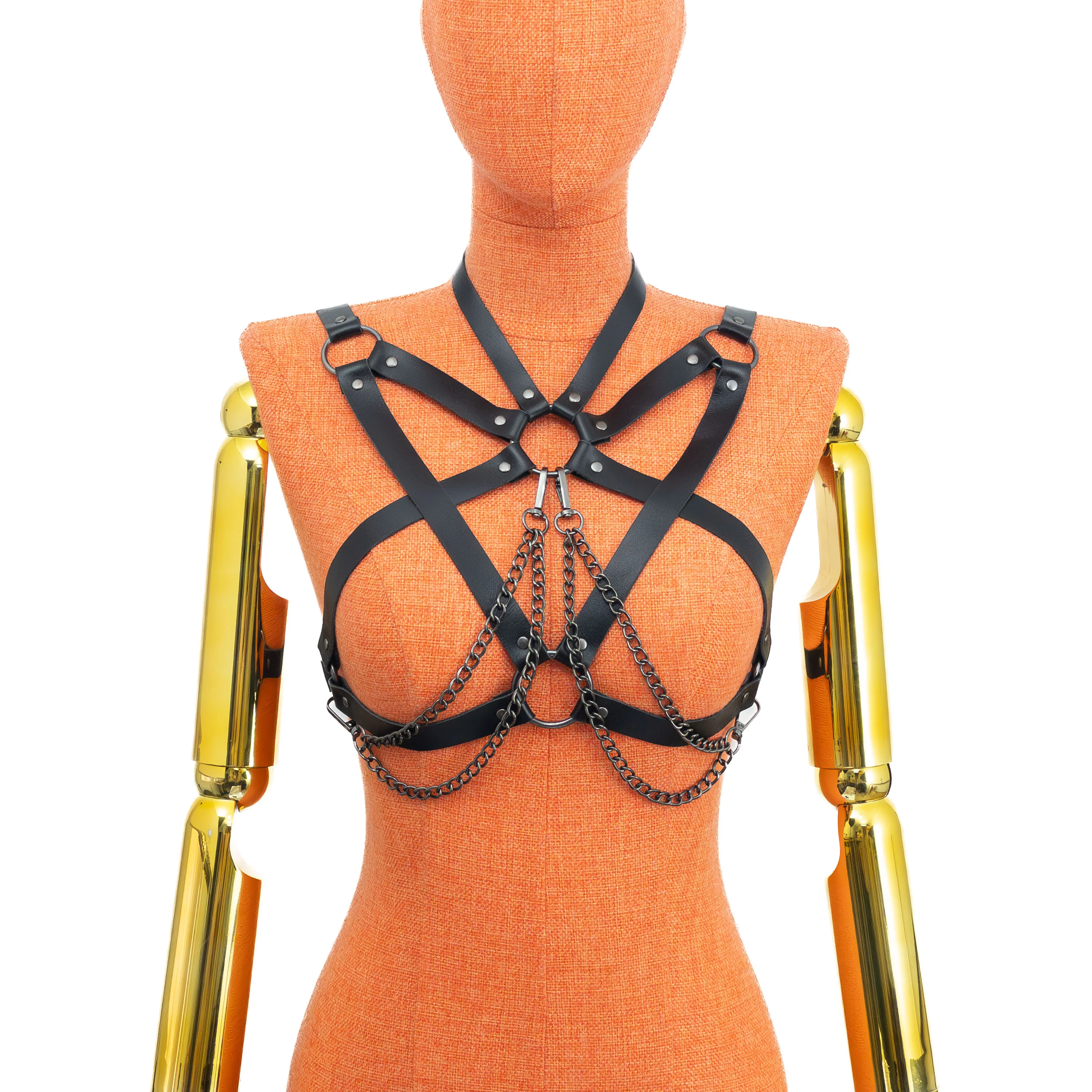 Pentagram Open Bust Harness with Choker - Image 6