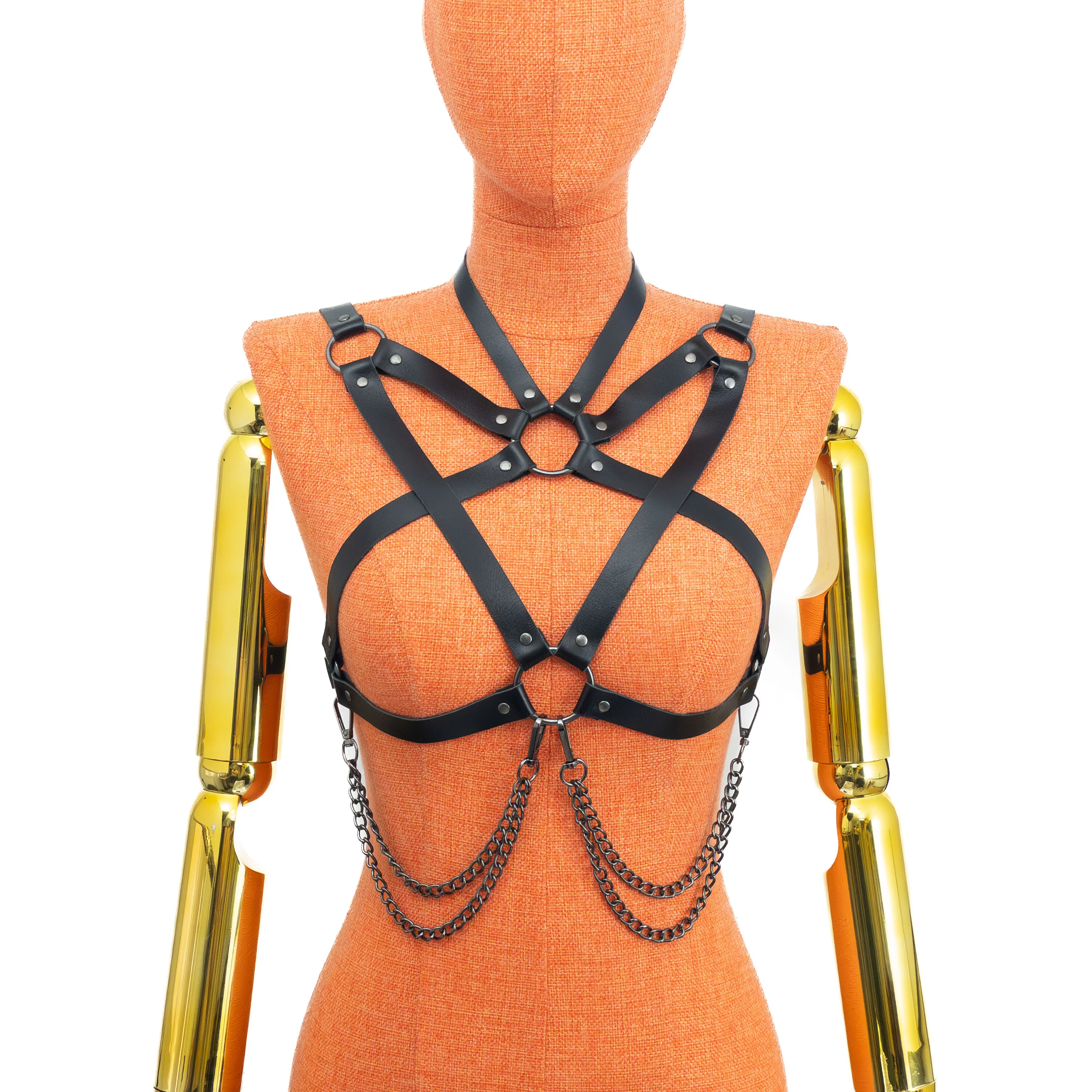 Pentagram Open Bust Harness with Choker - Image 7