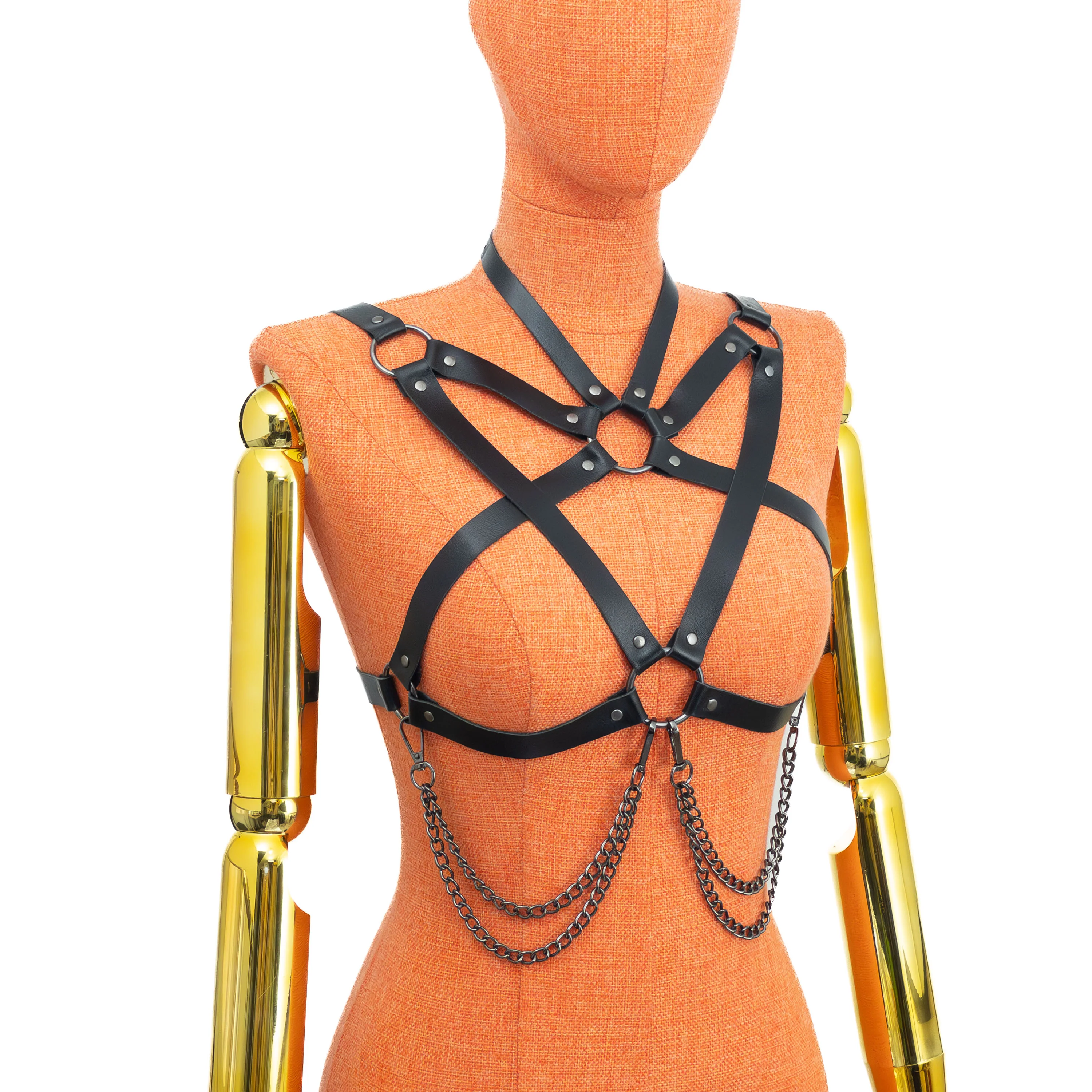 Pentagram Open Bust Harness with Choker - Image 8
