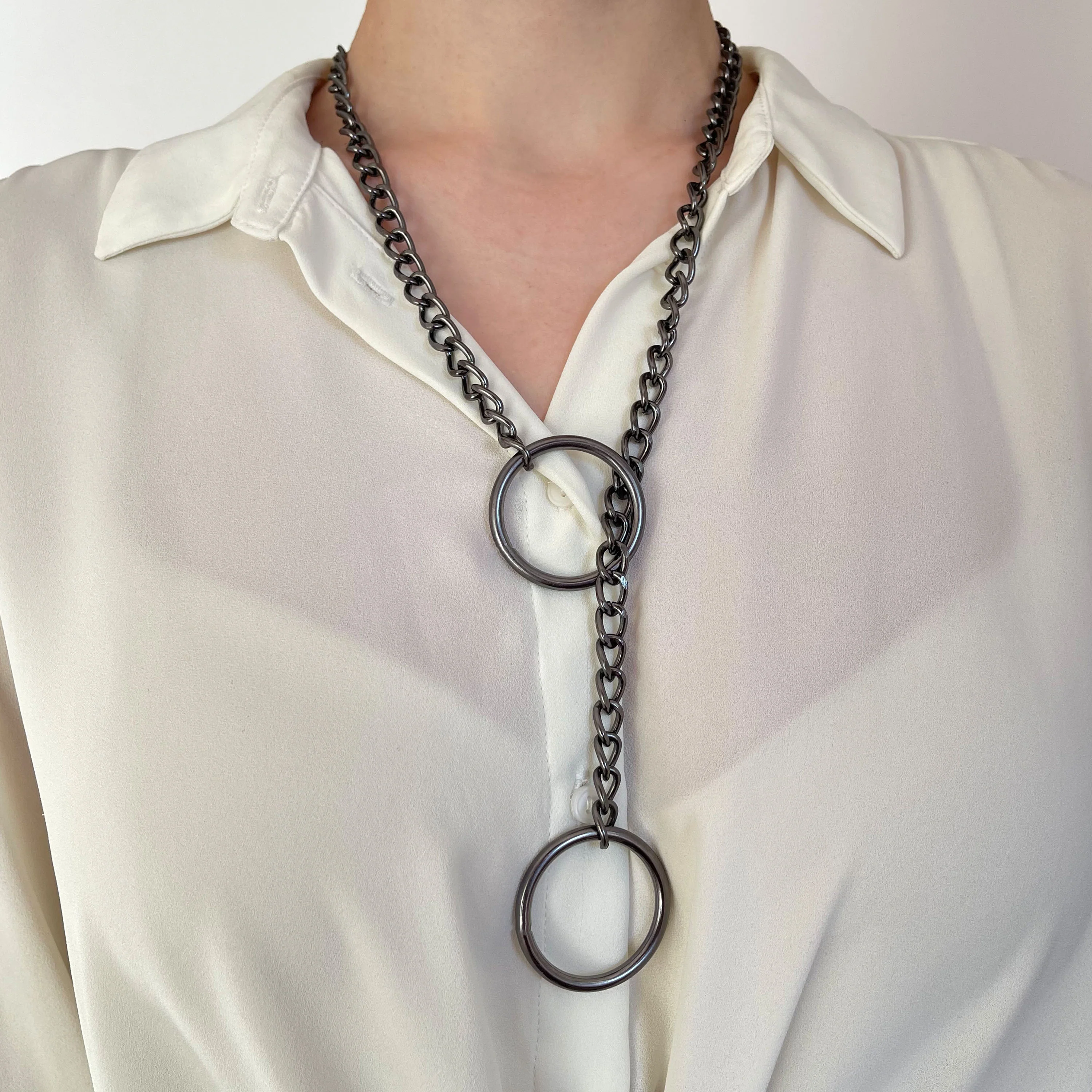 Sliding Chain Choking Collar with Dual Rings - Image 3